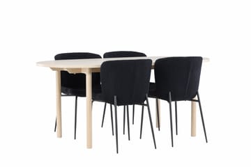 Andy Spisegruppe 180 cm Oval med 4 Modesto stoler - Whitewash/Sort - Møbler - Bord - Spisegrupper