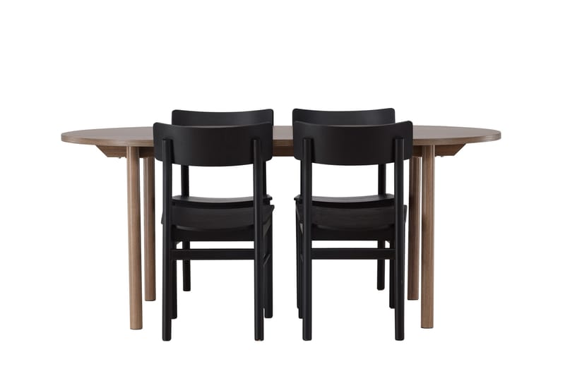 Andy Spisegruppe 180 cm Oval med 4 Montros Stoler, Sort