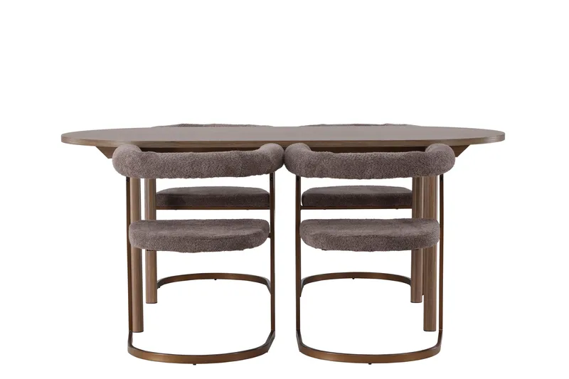 Andy Spisegruppe 180 cm Oval med 4 Morning Stoler, Brun