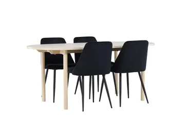 Andy Spisegruppe 180 cm Oval med 4 Night stoler - Whitewash/Sort - Møbler - Bord - Spisegrupper