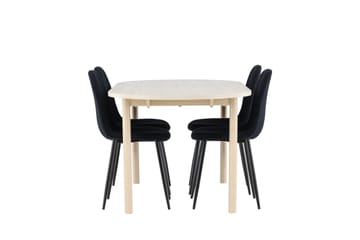 Andy Spisegruppe 180 cm Oval med 4 Polar stoler - Whitewash/Sort - Møbler - Bord - Spisegrupper