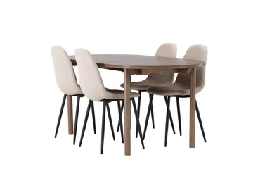 Andy Spisegruppe 180 cm Oval med 4 Polar Stoler - Beige - Møbler - Bord - Spisegrupper