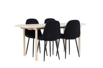 Andy Spisegruppe 180 cm Oval med 4 Polar stoler - Whitewash/Sort - Møbler - Bord - Spisegrupper