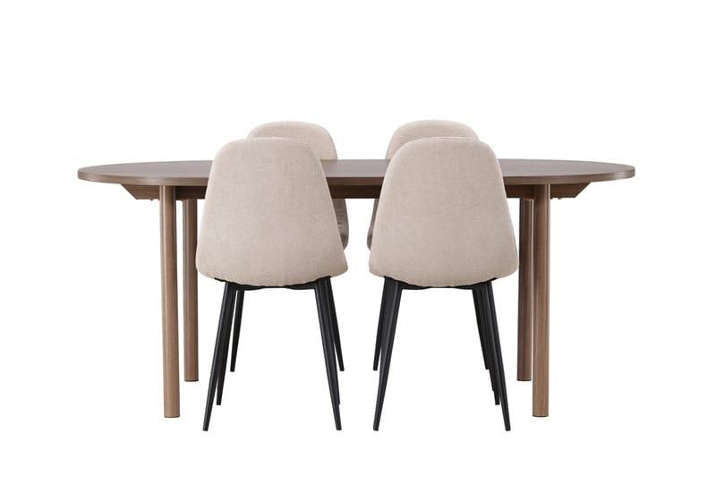 Andy Spisegruppe 180 cm Oval med 4 Polar Stoler, Beige
