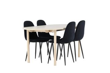 Andy Spisegruppe 180 cm Oval med 4 Polar stoler - Whitewash/Sort - Møbler - Bord - Spisegrupper