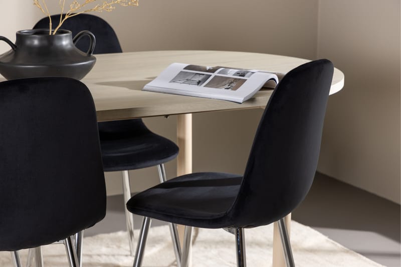 Andy Spisegruppe 180 cm Oval med 4 Polar stoler - Whitewash/Sort - Møbler - Bord - Spisegrupper