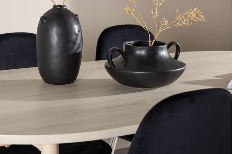 Andy Spisegruppe 180 cm Oval med 4 Polar stoler - Whitewash/Sort - Møbler - Bord - Spisegrupper