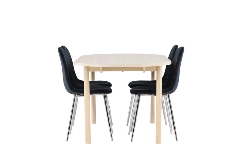 Andy Spisegruppe 180 cm Oval med 4 Polar stoler - Whitewash/Sort - Møbler - Bord - Spisegrupper