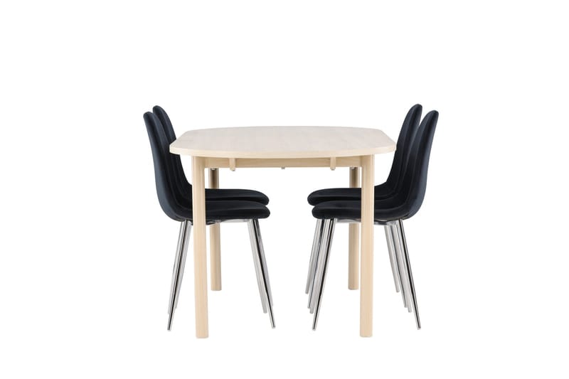 Andy Spisegruppe 180 cm Oval med 4 Polar stoler - Whitewash/Sort - Møbler - Bord - Spisegrupper