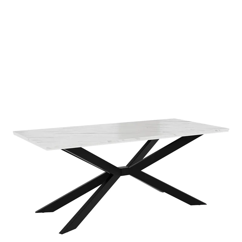 Aplung Spisebord 190 cm Rektangulær, Hvit/Svart