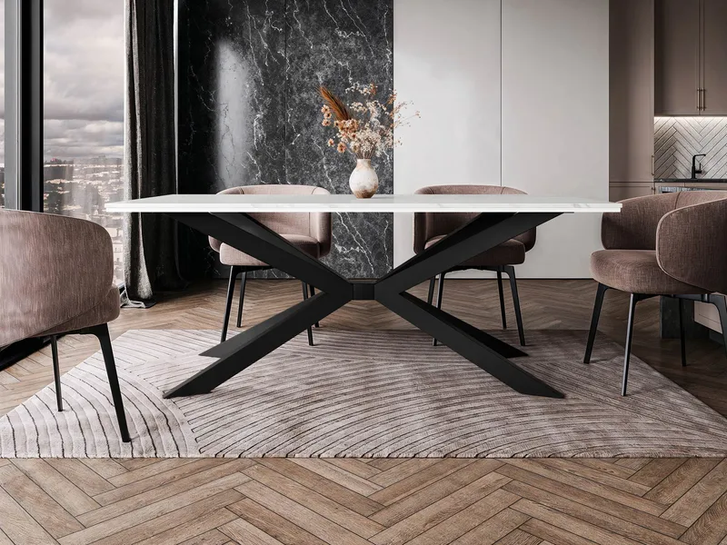 Aplung Spisebord 190 cm Rektangulær - Hvit/Svart - Møbler - Bord - Spisebord & kjøkkenbord