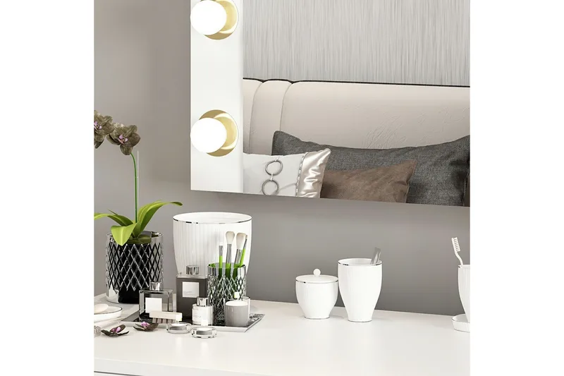 Armin Sminkebord 72 cm - Hvit - Møbler - Bord - Sminkebord & toalettbord - Sminkebord med speil