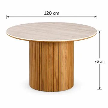 Arvo rundt spisebord 120 cm Travertin - Eik - Møbler - Bord - Spisebord & kjøkkenbord
