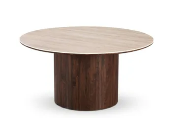 Arvo Spisebord Rundt 150 cm Travertinlook - Valnøtt - Møbler - Bord - Spisebord & kjøkkenbord