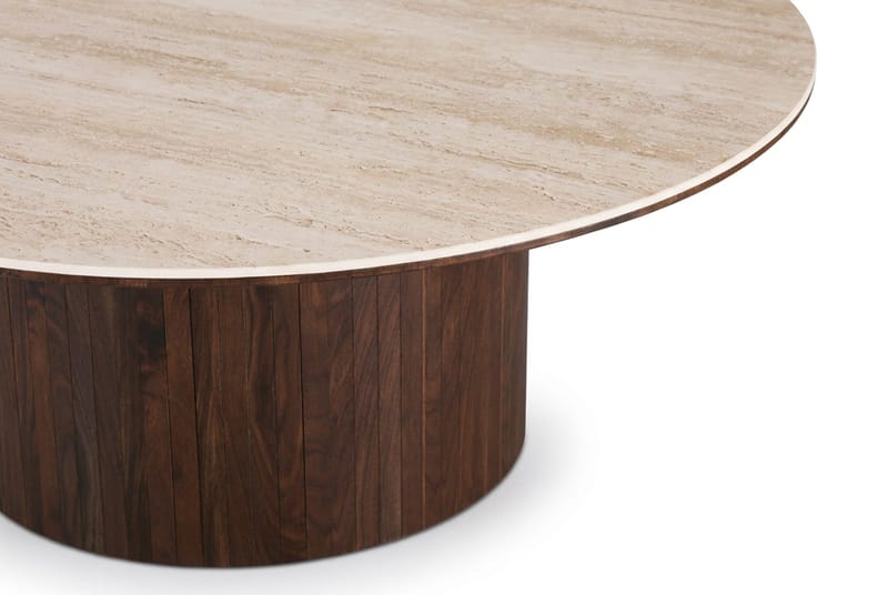 Arvo Spisebord Rundt 150 cm Travertinlook - Valnøtt - Møbler - Bord - Spisebord & kjøkkenbord
