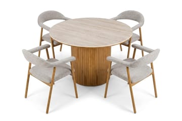 Arvo Spisegruppe rund 120 cm Eik med 4 Ronja Spisestoler - Eik - Møbler - Bord - Spisegrupper