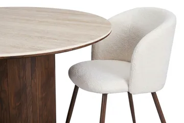 Arvo spisegruppe rund 120 cm Travertin med 4 Greya spisestoler - Valnøtt - Møbler - Bord - Spisegrupper