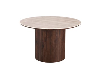 Arvo spisegruppe rund 120 cm Travertin med 4 Greya spisestoler - Valnøtt - Møbler - Bord - Spisegrupper