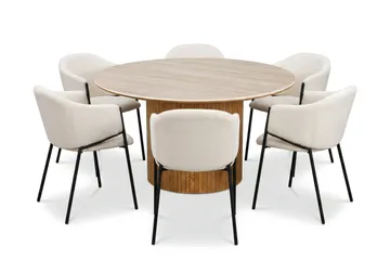 Arvo Spisegruppe rund 150 cm Eik med 6 Filip Spisestoler - Eik - Møbler - Bord - Spisegrupper