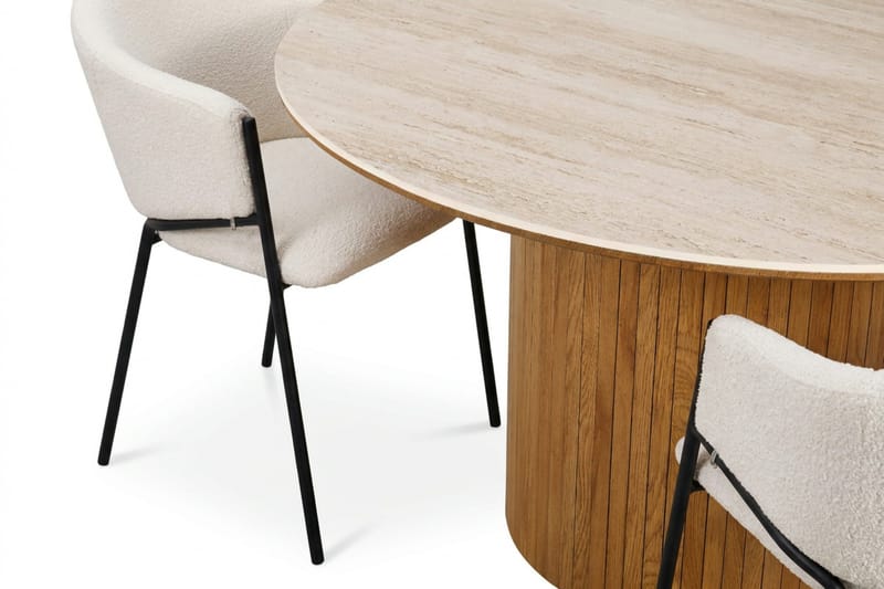 Arvo spisegruppe rund 150 cm eik med 6 Filip spisestoler - Eik/Hvit - Møbler - Bord - Spisegrupper
