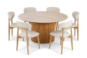 Arvo spisegruppe rund 150 cm eik med 6 Molly spisestoler - Eik - Møbler - Bord - Spisegrupper