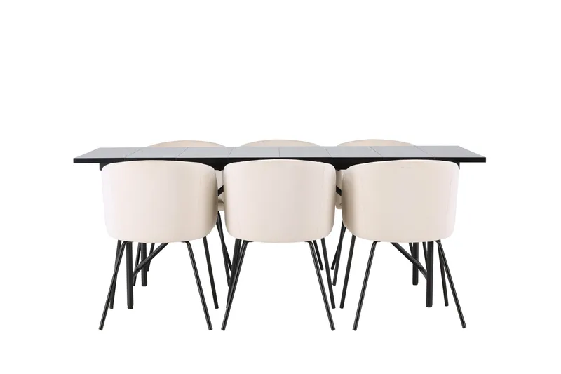 Astrid Spisegruppe 200 cm Rektangulær med 6 Berit Stoler, Beige