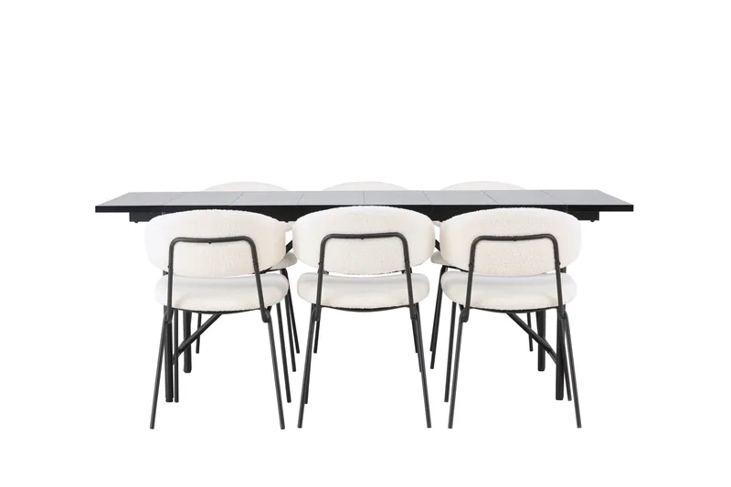 Astrid Spisegruppe 200 cm Rektangulær med 6 Chico Stoler, Sort
