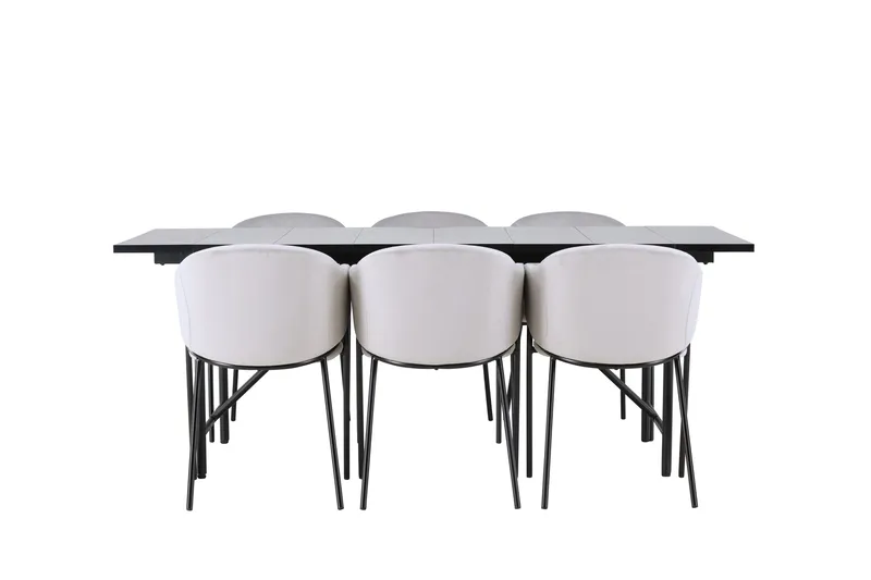 Astrid Spisegruppe 200 cm Rektangulær med 6 Evelina Stoler, Sort