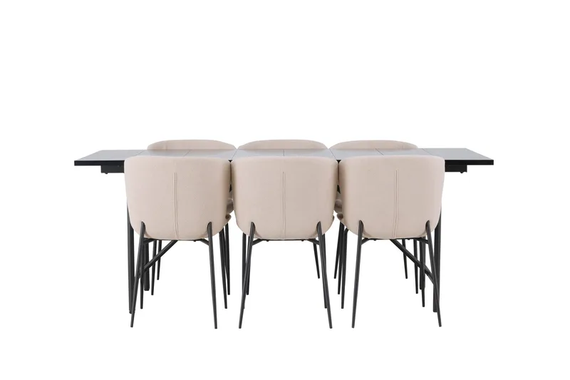 Astrid Spisegruppe 200 cm Rektangulær med 6 Modesto Stoler, Beige