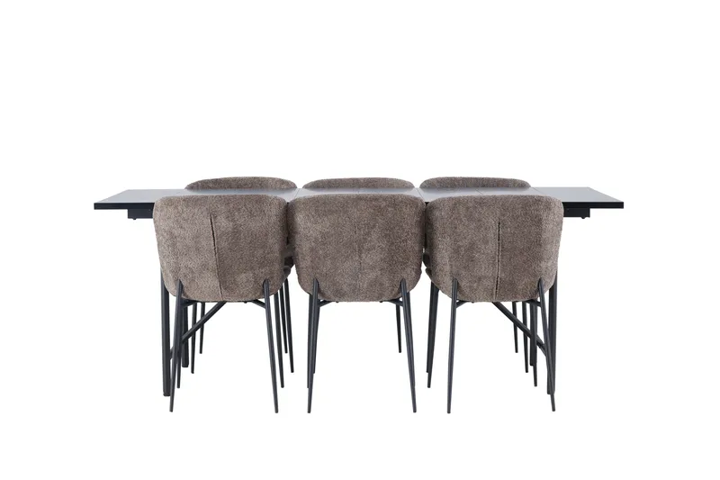 Astrid Spisegruppe 200 cm Rektangulær med 6 Modesto Stoler, Sort