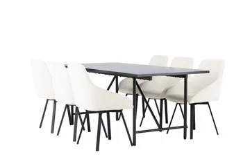 Astrid Spisegruppe 200 cm Rektangulær med 6 Rosie Stoler - Beige - Møbler - Bord - Spisegrupper