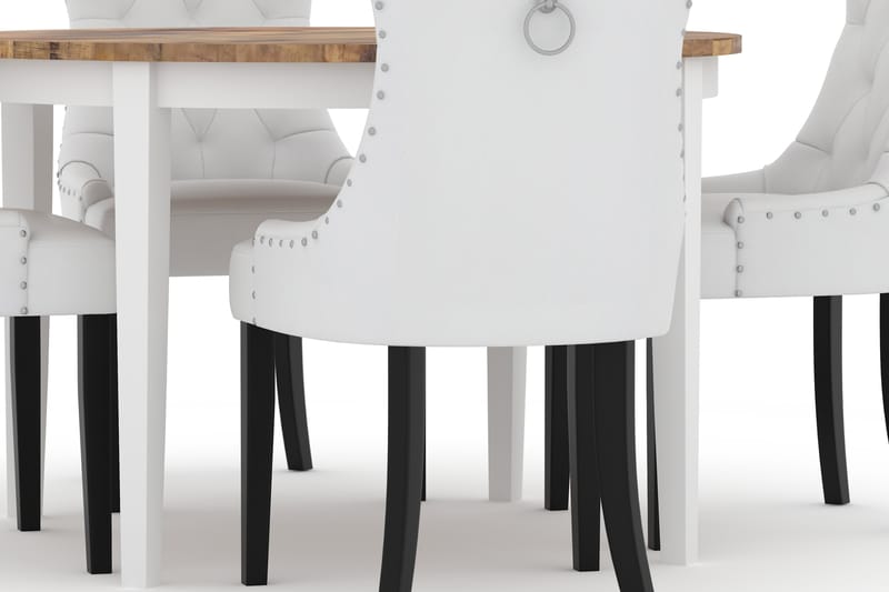 Asuma Spisebord 120 cm Rundt med 4 Tuva Spisestoler Kunstlær - Antikk - Spisegrupper