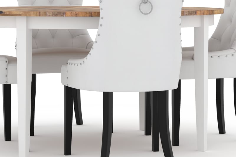 Asuma Spisebord 150 cm Rundt med 4 Tuva Spisestoler Kunstlær - Antikk - Spisegrupper