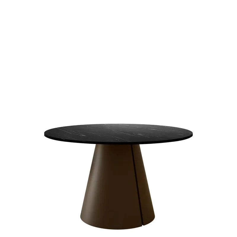 Aurion Rundt Uttrekkbart Spisebord 100–176 cm, svart marmor/kobber