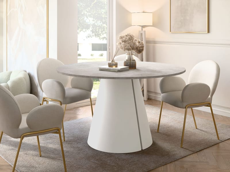Aurion Rundt Uttrekkbart Spisebord 120–196 cm - beige travertin - Møbler - Bord - Spisebord & kjøkkenbord