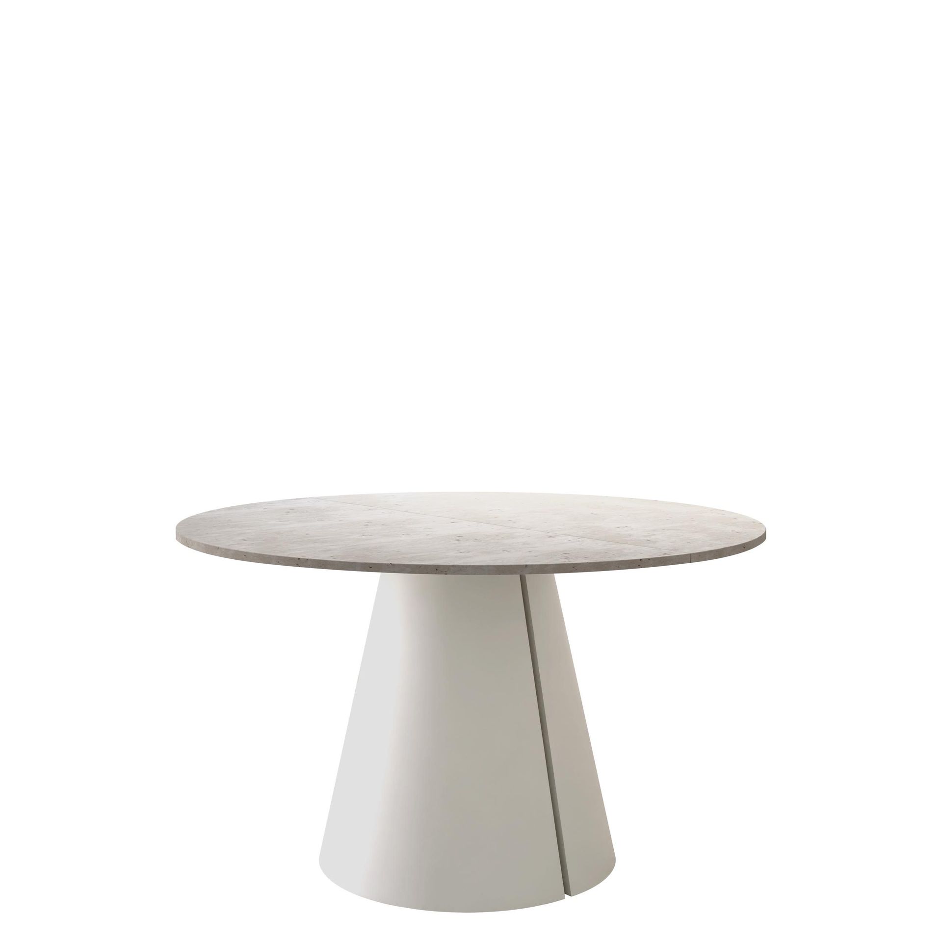 Aurion Rundt Uttrekkbart Spisebord 120–196 cm - beige travertin
