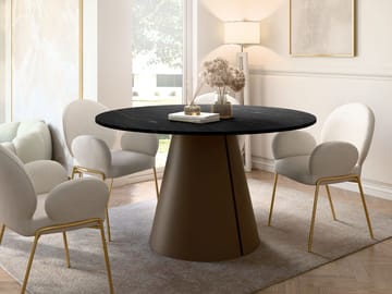 Aurion Rundt Uttrekkbart Spisebord 120–196 cm - svart marmor/kobber - Møbler - Bord - Spisebord & kjøkkenbord