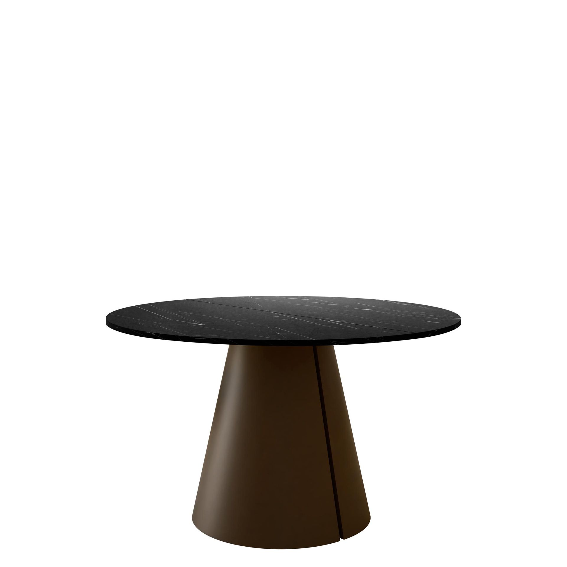 Aurion Rundt Uttrekkbart Spisebord 120–196 cm - svart marmor/kobber
