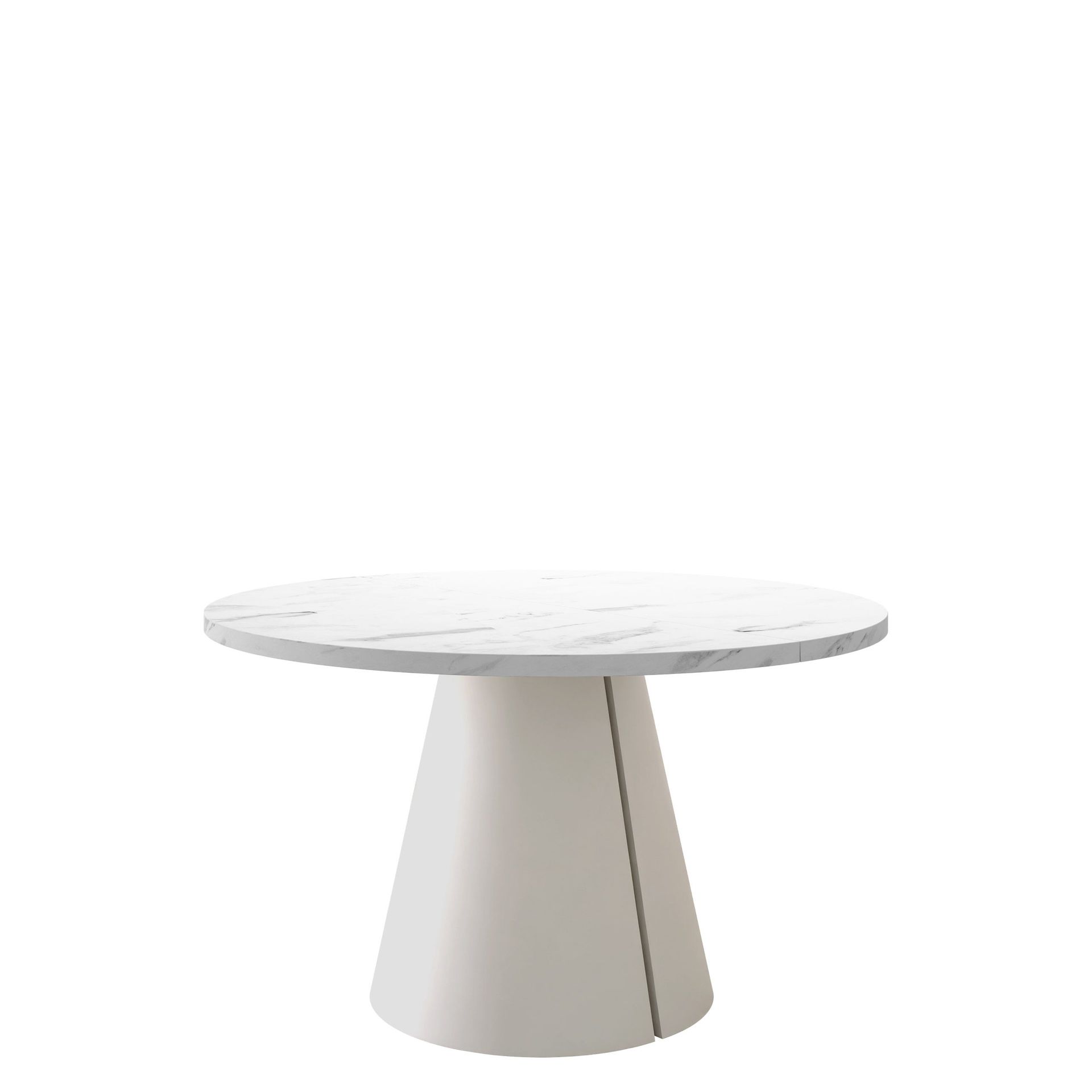 Aurion Spisebord rundt uttrekkbart 100-174 cm - beige, hvit marmor