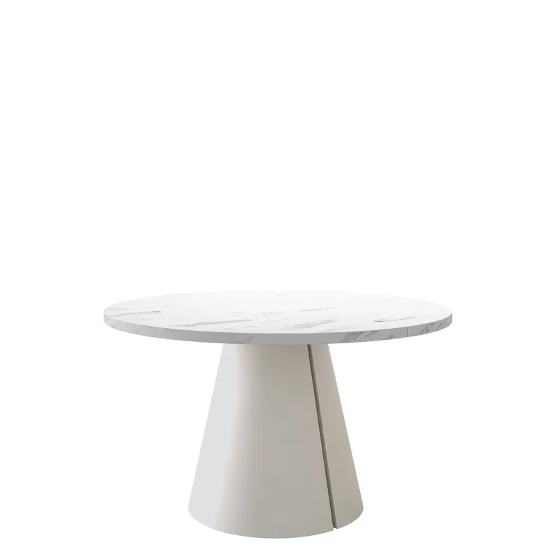 Aurion Spisebord rundt uttrekkbart 100-174 cm - beige, hvit marmor - Møbler - Bord - Spisebord & kjøkkenbord