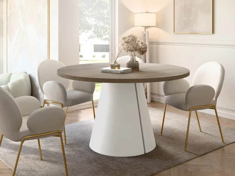 Aurion Spisebord rundt uttrekkbart 100-174 cm - beige, lysebrun - Møbler - Bord - Spisebord & kjøkkenbord