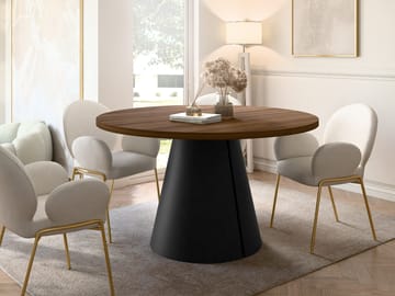 Aurion Spisebord rundt uttrekkbart 100-174 cm - Svart, brun - Møbler - Bord - Spisebord & kjøkkenbord