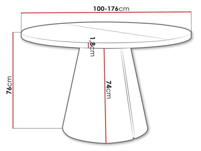 Aurion Spisebord rundt uttrekkbart 100-174 cm - svart, hvit - Møbler - Bord - Spisebord & kjøkkenbord