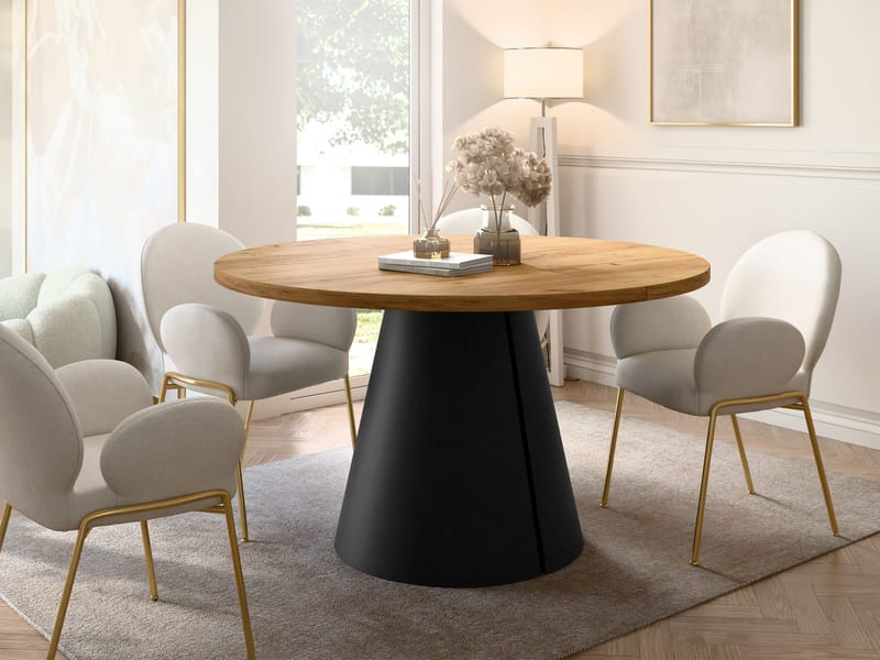 Aurion Spisebord rundt uttrekkbart 100-174 cm - svart, natur - Møbler - Bord - Spisebord & kjøkkenbord