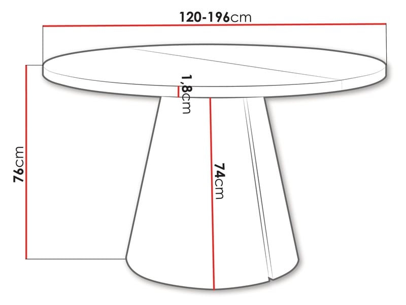 Aurion Spisebord rundt uttrekkbart 120-196 cm - svart, grå - Møbler - Bord - Spisebord & kjøkkenbord
