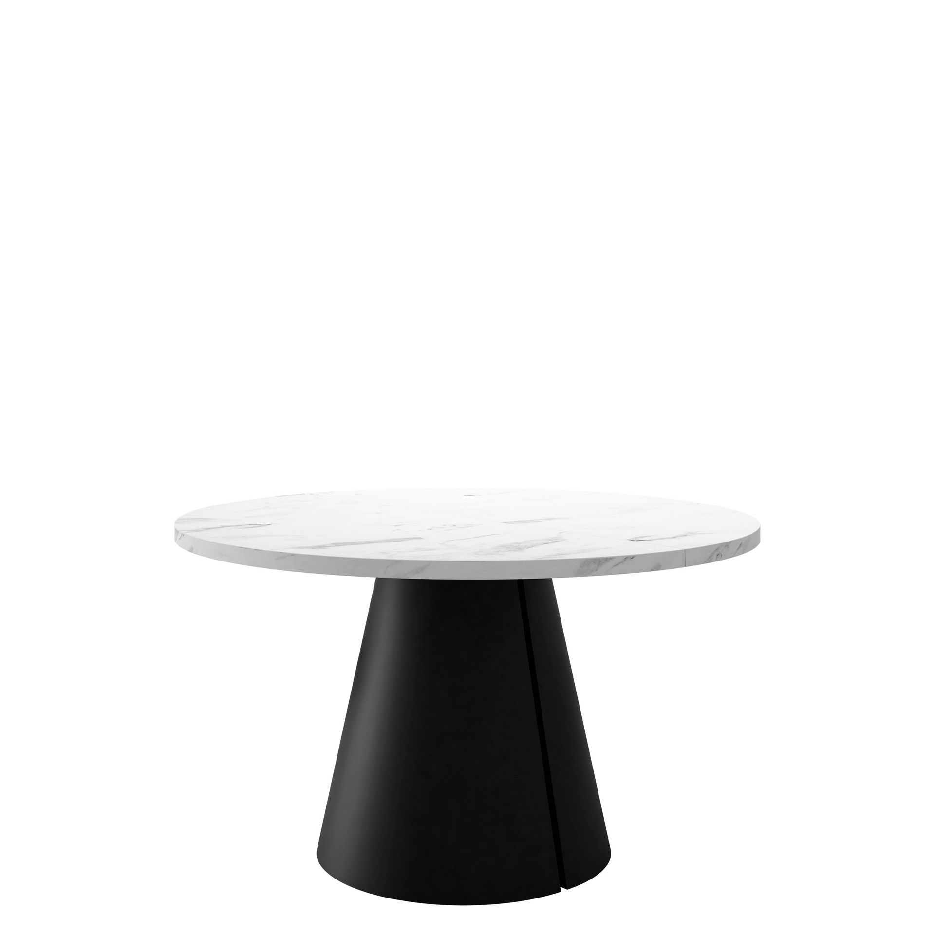 Aurion Spisebord rundt uttrekkbart 120-196 cm - svart, hvit marmor