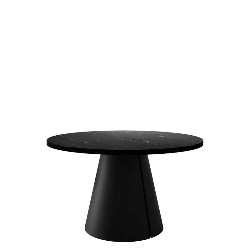 Aurion Spisebord rundt uttrekkbart 120-196 cm - svart / svart marmor - Møbler - Bord - Spisebord & kjøkkenbord