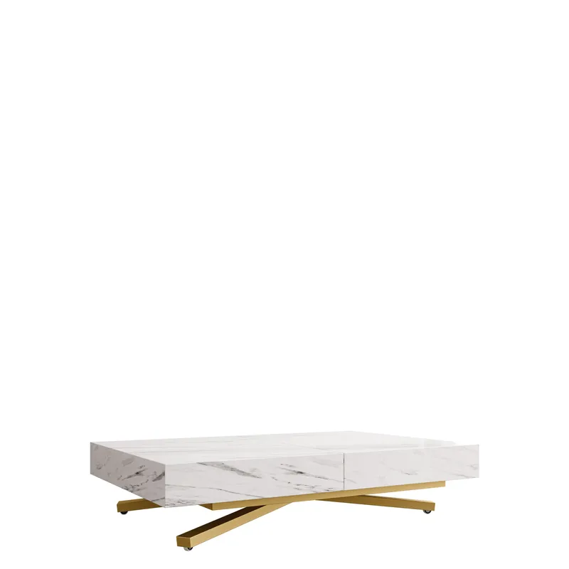 Avendi sofabord 120 cm, Gull/hvit marmor