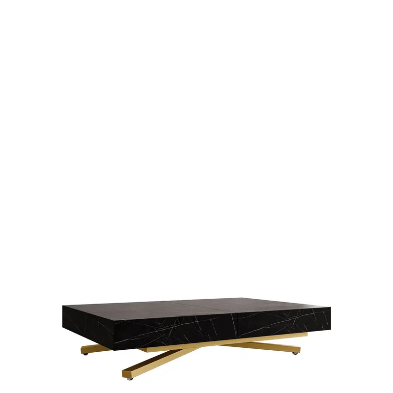 Avendi sofabord 120 cm, Gull/svart marmor