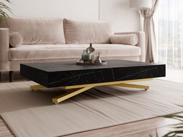 Avendi sofabord 120 cm - Gull/svart marmor - Møbler - Bord - Sofabord